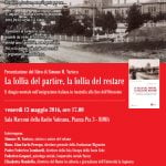 Locandina presentazione libro La follia del partire la follia del restare Roma 13 maggio 2016 Radio Vaticana